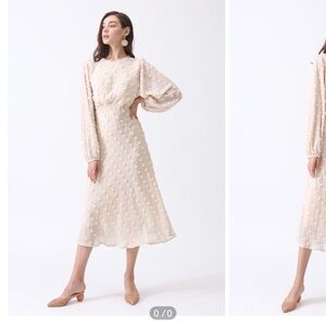 Chicwish; sheer cream midi dress